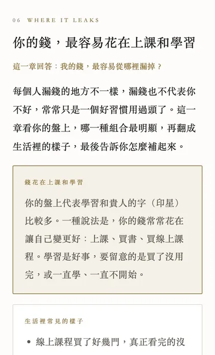 範例報告第 6 章：錢最容易從哪裡漏